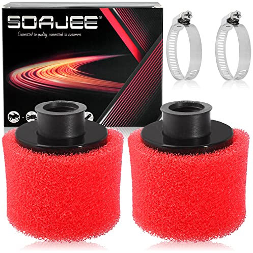 SOAJEE 2 filtros de aire de 1.1 pulgadas y 28 mm para motor GY6 de 50 cc - 90 cc 110 cc 125 cc 150 cc GY6 para motocicleta ATV Quad Scooter Go Kart Mini Moto Pocket Pit Dirt Racing Super Bike Kawasaki
