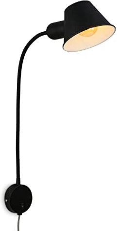 BRILONER Leuchten - Bettleuchte flexibel, Bettlampe verstellbar, Kippschalter, 1x E27 Fassung max. 10 Watt, inkl. Kabel, Schwarz, 55 cm, 2089-015