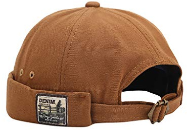 HINGTAT Docker keps hattar för män dödskallemössa mössa arbetare sjöman keps kantlös keps rullad manschett retro mode brättlös hatt med justerbar, Khaki, one size