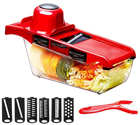 6 in 1 Affettaverdure, Affettaverdure da Cucina, Affettatrice Per Patatine da Cucina Multifunzionale Per Alimenti Tritatutto Per Verdure con Pelapatate Per Cucina