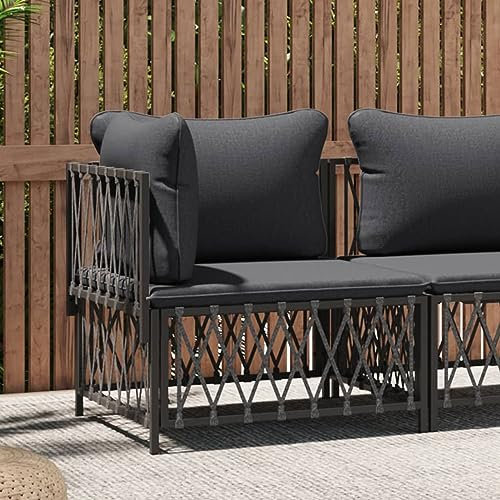 Homgoday hörnsoffa för trädgård med kudde, antracitgrått, modulär hörnsoffa, trädgårdssoffa, lounge, utemöbler, enkelsoffa, loungesoffa, fåtölj, hörnfåtölj, balkong, terrass, trädgård