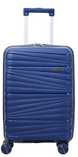Pierre Cardin - Valigia Trolley rigido con rotelle girevoli 55x38x20 (Blu Navy)