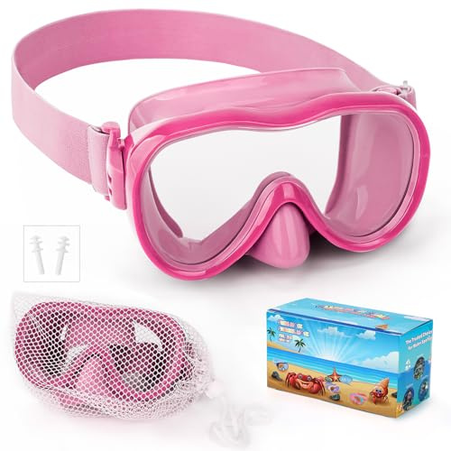Kids Swim Goggles, Anti-Leak Snork Goggles with Nose Cover & Elastic Fabric Strap, UV Protection Swimming Goggles for Kids Boys Girls
