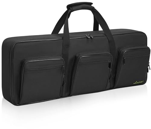 LASUK 88 Key Keyboard Case, Electric Piano Keyboard Gig Bag, 57.5x7.1x18.1