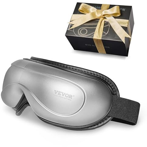 VEVOR Augenmassagegerät mit heißer Kompresse, Augenmassagemaske mit 5 Modi und Bluetooth-Musik, 180° faltbares Augenpflege-Massagegerät bei Augenüberlastung, trockenen Augen, Augenringen, grau