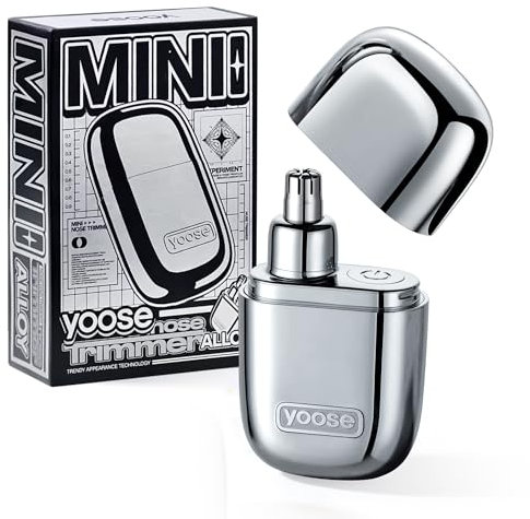 Yoose Rasoio per peli nasali da uomo in lega, depilatore nasale indolore, IPX7 impermeabile, super silenzioso 10.000 RPM e doppio taglio antiruggine, ricaricabile di tipo C