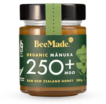 BeeMade - Organic Manuka Honey MGO 250+ 250g | New Zealand Raw Honey | 100% Pure Honey | New Zealand Manuka Organic Honey with Methylglyoxal