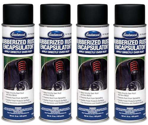 Eastwood Black Rubberized Rust Encapsulator 15 oz Aerosol Prevents Rust Corrosion Epoxy Fortified LOW VOC Formula | 4 Pack