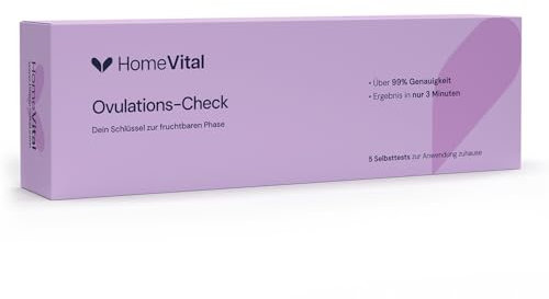 HomeVital Ovulationstest mit Sensitivität 30mlU/ml (5 Stück) - Fruchtbarkeitstest für Frauen - Eisprung Teststreifen Kits - Ovulationstests Schwanger werden & Fruchtbarkeit erhöhen Hilfsmittel
