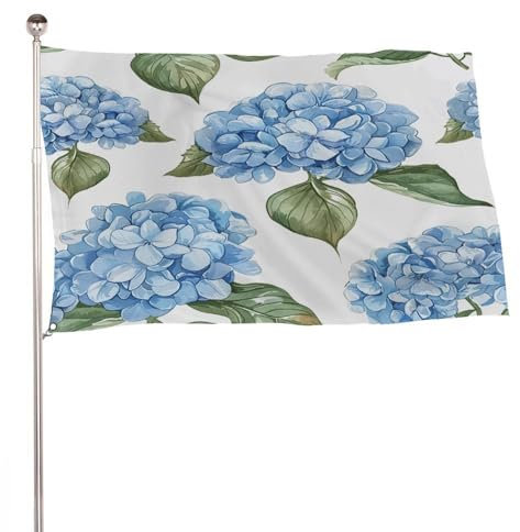 Drapeaux de jardin à motif hortensia bleu - Drapeaux de cour - En polyester filé - Drapeau de bienvenue - Drapeau de jardin saisonnier - Drapeau de maison - Drapeau de jardin de printemps pour