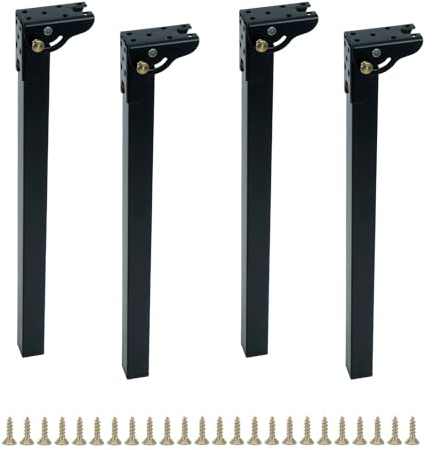 aleawol 4 Stück Tischbein Klappbar 40cm, Tischbeine Metall Schwarz Klappbar, 90° Selbstsichernd Klapptischbeine Möbelstützbeine mit Bodenschonern, DIY Ersatzfüße für Couchtisch Schreibtisch Esstisch