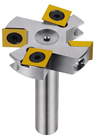 SpeTool nickelpläterad planfräs 12 mm axel 45 mm skärdiameter, planfräs för överfräs ytfräs med ATS-beläggning vändplattor 2 + 2 flöjter CNC-fräs trä plattfräs ytbit
