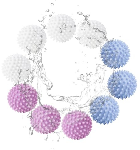 10 Stück Trocknerbälle 6cm, Wiederverwendbare Waschkugel für Waschmaschine & Wäschetrockner, Dryer Balls für flauschigere Wäsche, Weiß Lila Blau