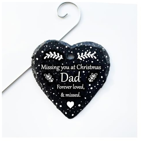 Missing You At Christmas: Mum Dad Any Name Personalised Slate Heart Grave Marker Memorial (Dad)