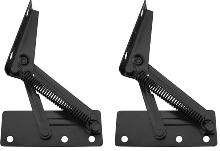 JCBIZ 2PCS Furniture Split Spring Flip Up Support Hinge Cold Rolled Steel Multi Functional Storage Box Folding Spring for Sofas Bed Lifting Top Tools Storage Cabinets Coffee Tables Black