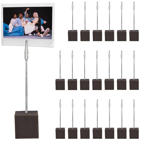 20 Stück Fotohalter mit Klammern, Schwarz Holz Memo Clip Halter