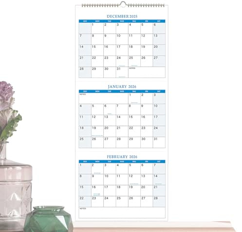 3 Month Large Wall Calendar 2025-2027 - Meeting Notebook Organizer | 25.98 Inch Pared Paper Planner For Daily Exercise, Wedding, Vacation, Office, Workout And Refrigerator Scheduling