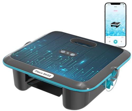 (Upgrade 2026) Pleco SK02 Skimmer Solare Robot per Piscina, Doppia Ricarica, Sensore Temperatura, Robot Piscina Skimmer con Controllo App, Pulitore per Piscina Skimmer Automatico 24/7