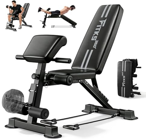 Banco De Pesas Plegable Con Extensor De Piernas y Almohadilla Para Curl De Predicador, Con Una Capacidad De Carga De 400 Kg, Premontado Al 98%, Ajustable, Banco De Entrenamiento, Plegado Rápido