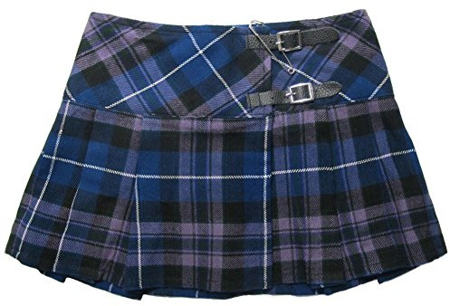 Viper London Women's Tartan Wrap Around Micro Mini Kilt Skirt Parties Halloween Purple