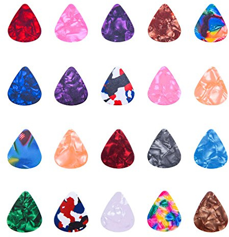 I-MART Stylish Colorful Celluloid Guitar Picks Plectrums for Guitar Bass Ukulele 0.46mm (Pack of 24 - Assorted Colors)