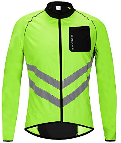WOSAWE Veste Haute visibilité Hommes Coupe-Vent Ultraléger Respirant Gilet Réfléchissant avec Poches pour Course à Pied ou Vélo