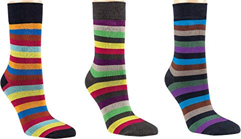 by Riese 3-15 Paar Bambus Socken Bambussocken Ringel 2 Softrand ohne Gummi für Damen (3, 35/38)