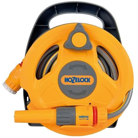 HOZELOCK - Mini Dévidoir Micro Reel 10 M : Idéal pour les Patios, Balcons et Petits Jardins, design Compact et Pratique Click & Go, Fournis avec 1 lance d'Arrosage, Prêt à l'Emploi [2427 0000]