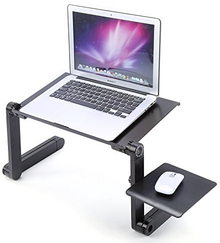 Justerbart Laptopbord, Vikbart Portabelt Datorstativ med Musbricka, Lätt Skrivbord för Säng och Arbetsstation