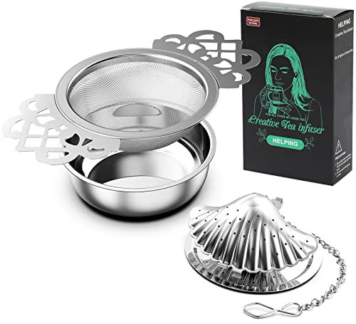 Geepen 2 Pack Tea Infuser Tea Strainer Stainless Steel Tea Filter for Loose Tea with Extra Fine Mesh Tea Steeper Fits Standard Cups Mugs and Teapots