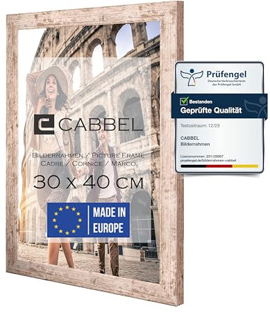 CABBEL Cornice 30x40 cm, betulla, robusta cornice in legno MDF, vetro Plexi infrangibile, da appendere, ideale