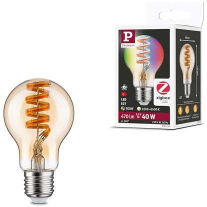 Paulmann 29156 Filament 230V Smart Home Zigbee LED Päronlampa E27 470 lm 6,3 W RGBW+ Dimbar Guld Ljuskälla