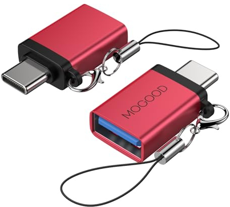 MOGOOD Confezione 2 Adattatori Rossi OTG USB-C Maschio USB-A 3.0 Femmina