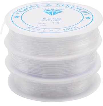 Filo Elastico Trasparente per Bracciali,3 pezzi Filo Nylon per Braccialetti,(0.6mm, 0.8mm & 1mm) per Braccialetti DIY Collane, Perline, e Creazione di Gioielli (Trasparente)