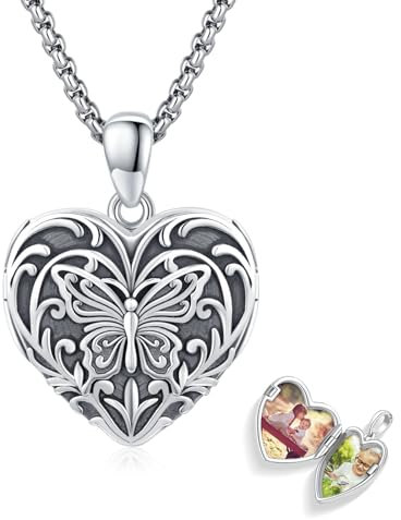 Chaîne médaillon en forme de cœur en argent sterling 925 - Médaillon en forme de cœur à ouvrir - Pour photos - Avec inscription « Ich liebe Dich » - Pour femme - Cadeau de Saint-Valentin pour femme