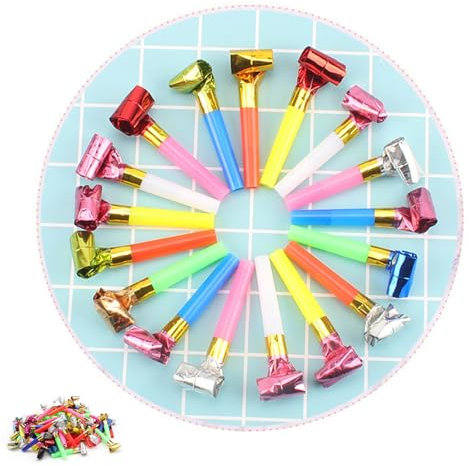 HJIAMA 100 Stück Krachmacher, Selbstspringende Tröte für Partys, Hörner Multifunktional, Partytröten, Verwendet für Geburtstage, Weihnachten, Party zubehör