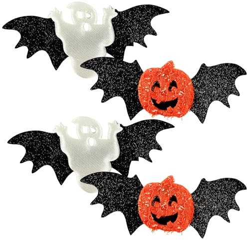 Lot de 4 pinces à cheveux mignonnes d'Halloween pour femme, fantôme et citrouille, accessoires portables antidérapants, 9,5 cm