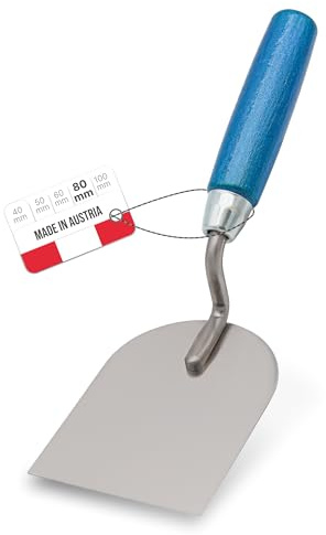 WERKFIT Profi Gipserkelle aus Edelstahl 80mm - Gipserspachtel Rostfrei - Maurerkelle mit Holzgriff - Stukkateurkelle Made in Österreich (80mm)