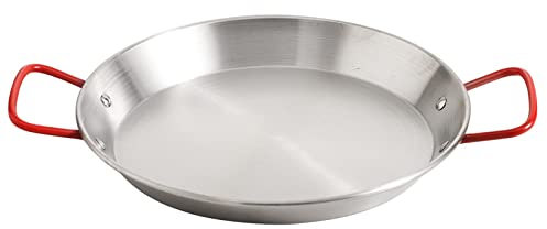 QXSJEDYCH Padella for paella in acciaio inossidabile, pentola for paella spagnola antiaderente con doppi manici for cucina domestica, ristorante, campeggio(Silver,28cm)