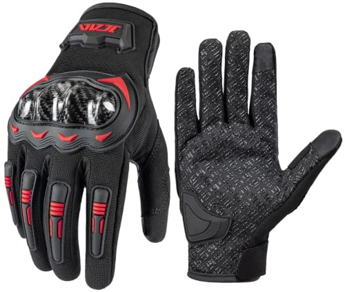 Guantes de Moto Hombres Mujeres, Guante de Motocicleta con Pantalla táctil, Guantes de Motocross Transpirables para Verano para Todoterreno, conducción, Carreras de Carretera (Rojo, XX-Large)