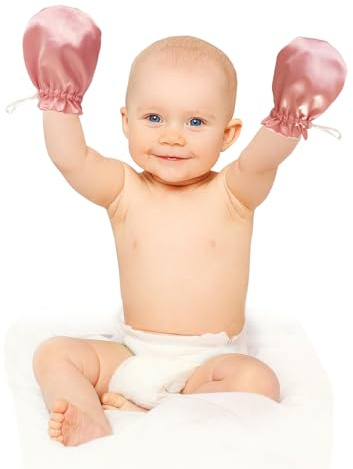 Heyshapeing 1 Pair Satin Eczema Gloves for Babies Kids Eczema Mittens Anti Scratch Eczema Relief Hand Gloves Adjustable