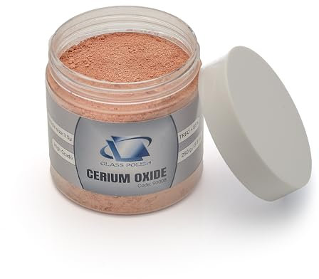 Glass Polish 250g Cerium Oxide, Ceroxid Hochkörniges Glaspolierpulver für professionelles Glaspolieren, Hohe Qualität Glaspoliermittel, Verbesserte Formel, TREO 85%, 3,5 Mikron, Braun - GP90008