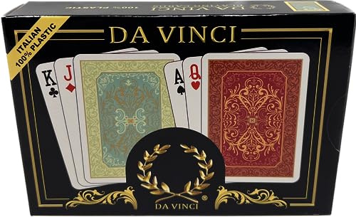 DA VINCI Persiano, Italian 100% Plastic Playing Cards, 2 Deck Set Poker Size Regular Index, with Hard Shell Case & 2 Cut Cards