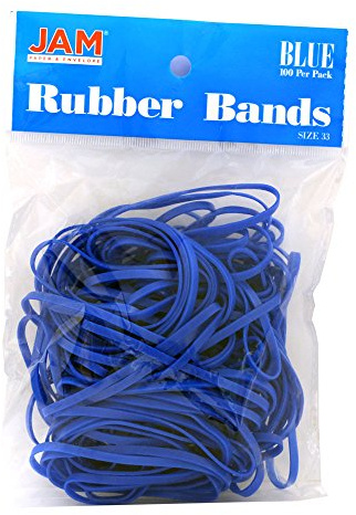 JAM PAPER Colorful Rubber Bands - Size 33 - Blue Rubberbands - 100/Pack