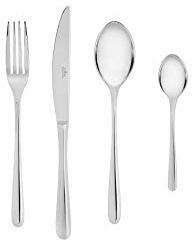 Gerlach Muza Besteck-Set Für 6 Personen Spülmaschinenfest Essbesteck Aus Edelstahl Elegantes Besteck Mit Messer Gabel Löffel Und Teelöffel Tafelbesteck Rostfrei Glänzend 24 Stk