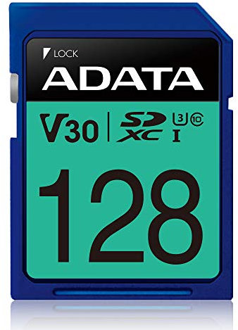 ADATA ASDX128GUI3V30S-R Memoria Flash 128 GB SDXC Clase 10 UHS-I - Tarjeta de Memoria (128 GB, SDXC, Clase 10, UHS-I, 100 MB/s, Negro, Azul)