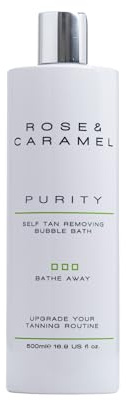 Rose & Caramel Purity Self Tan Removing Bubble Bath (500ml). Clearly Removes Fake Tan - Vegan & Cruelty Free