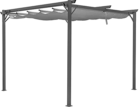 Hortan Gazebo Pergola 3 x 4 Metri Con Telo Impermeabile Richiudibile E Struttura Rettangolare In Acciaio Inossidabile Ad Alta Densità, Per Arredo Giardino, Terrazzo e Attività Commerciale