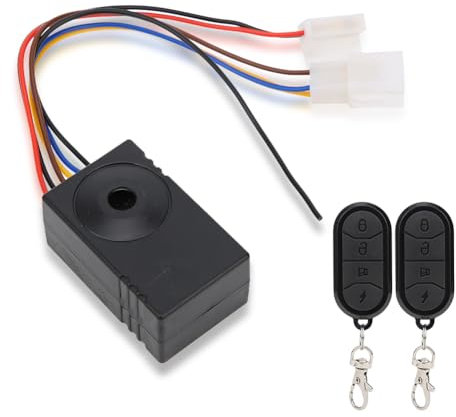 Motorrad Alarmanlage, Diebstahlsicherheitsalarm Diebstahlsicherung Roller Doppel Fernbedienung Universal Funkalarmanlage Fahrradalarm Sicherheitssystem Fahrrad elektrisches Dreirad Türfenster Schwarz