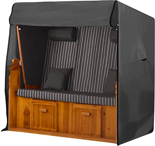 GARTENTECH Strandkorb Schutzhülle XXL Winterfest 160 cm passend 150 breit 155 breit 600D Oxford Gewebe Strandkorbhülle UV Beständig Abdeckung für Strandkorb